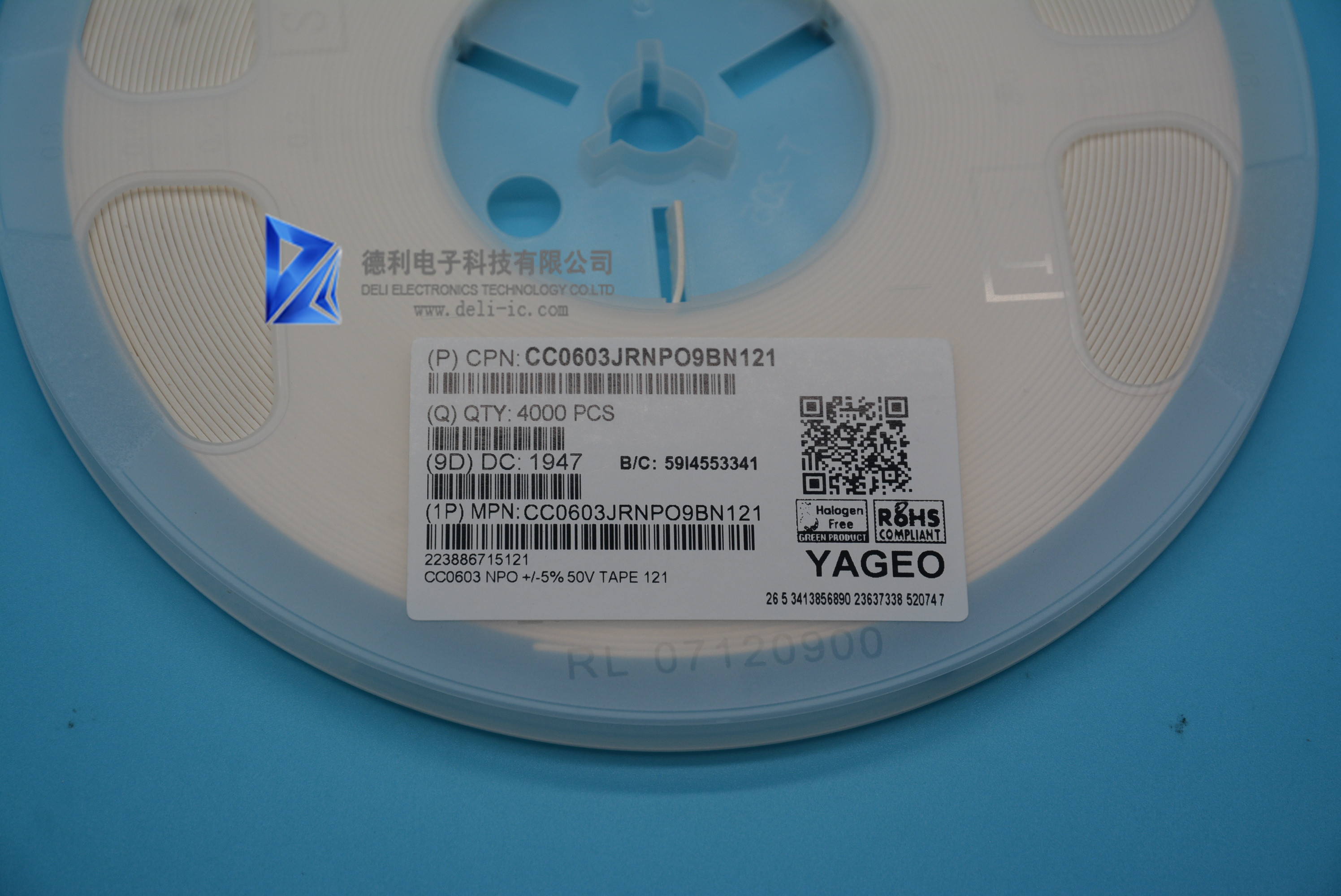 Halogen Free Surface Mount Ceramic Multilayer Capacitors CC0603JRNPO9BN121