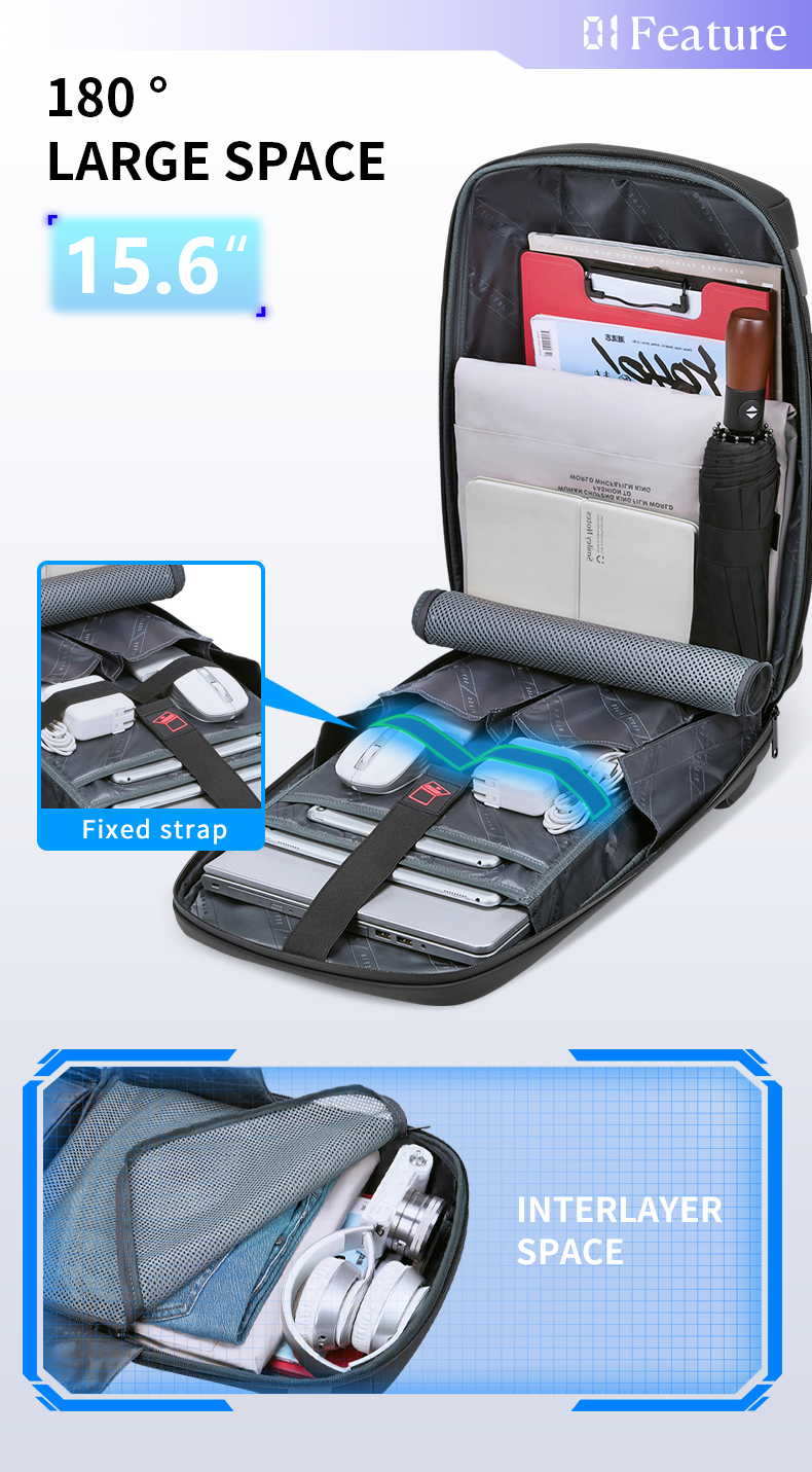 Softback Waterproof Business Backpack With USB Customized Logo