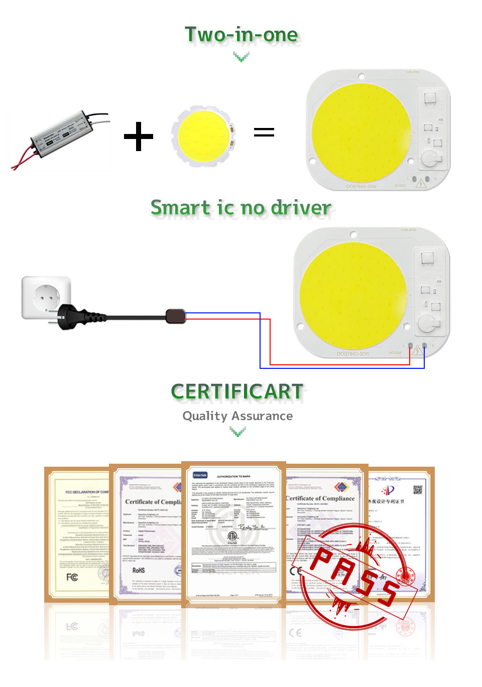 AC50W Dob Led Module Light Source Linear Integrated High Voltage