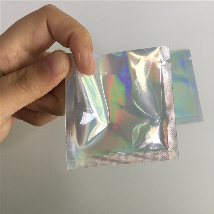 Iridescent Clear Front Aluminum Foil Bags k Hologram For Eyelash / Brush