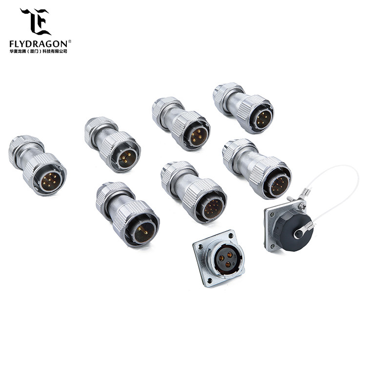 metal shell 4 pin battery terminal bulkhead electrcial soldering waterproof connector