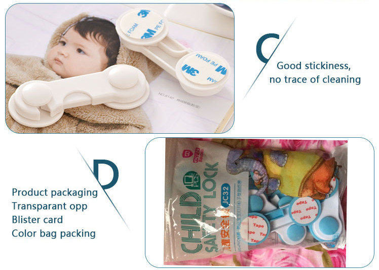 Bi-parting Toddler Safety Cabinet Locks , Color Stick Eco Friendly Child Safety Drawer Locks