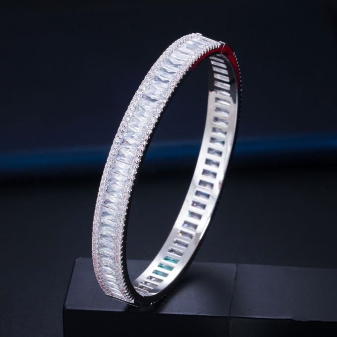 Luxury Cubic Zircon Bracelet with Leaf Shape CZ Vintage Bride Wedding Bracelets Bangle for Women Jewelry