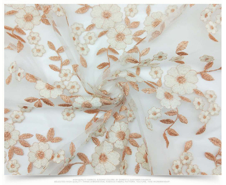 2018 Summer Newest Style Double Color Line Embroidery Fabric 140cm wide for wedding dress