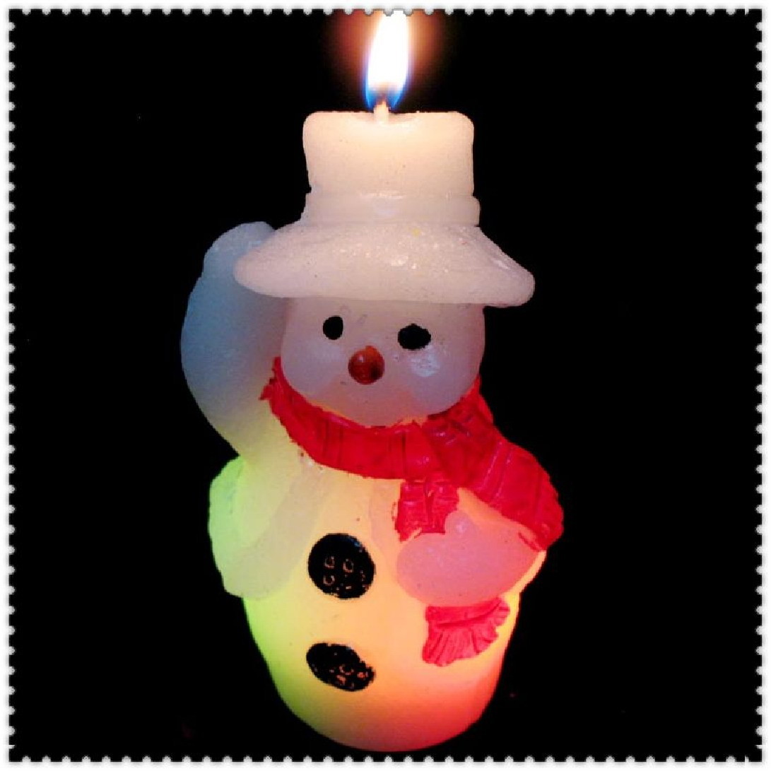 Christmas Snowman LED color changing candle with LED BATTERY