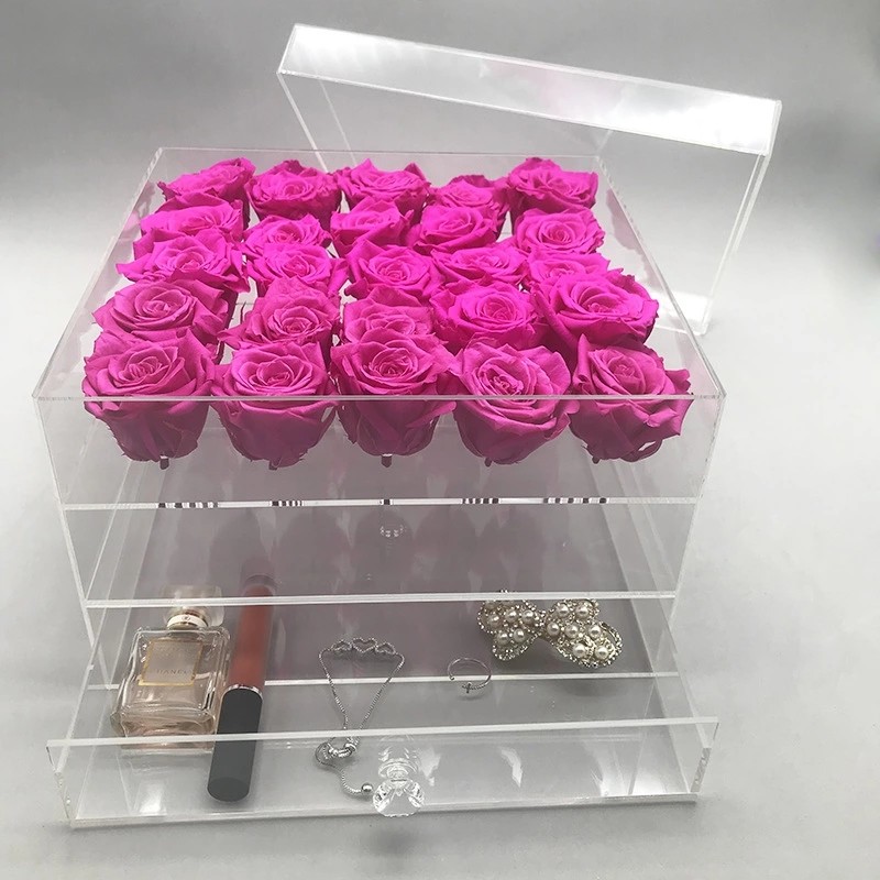 High End Acrylic Material Preserved Roses 25 Holes Acrylic Boxes