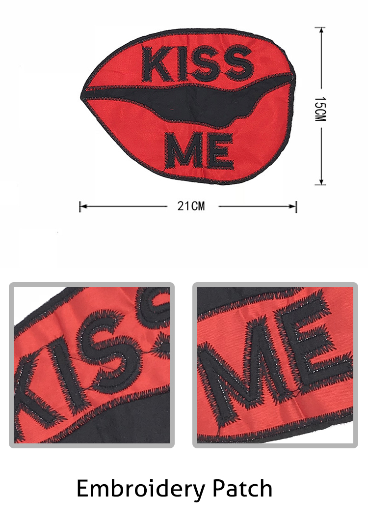 Merrow Border Embroidered Sports Patches Kiss Me Shape For Clothing / Handbags