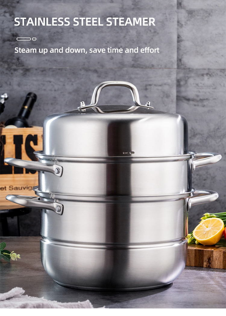 New Product 304 Stainless Steel Steamer Pot Soup Set Stainless Steel Cooker Cooking Soup Pot Steamer Pot