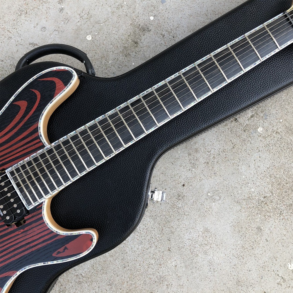 Flame Maple Top 7 Strings Electric Guitar,Abalone binding,Ebony fingerboard Neck through body Mayones Electric Guitar