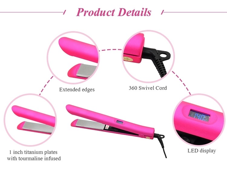 Ceramic Plate Hair Straightening Tools Fast Heating With Mini LED Display