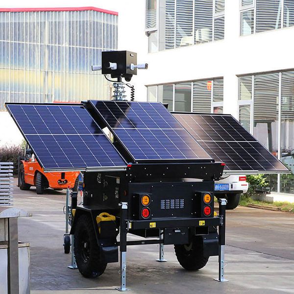 Surveillance Cameras Trailer Lighting Tower Parking Lots Security Live Footage Solar Light Tower Manufacturer