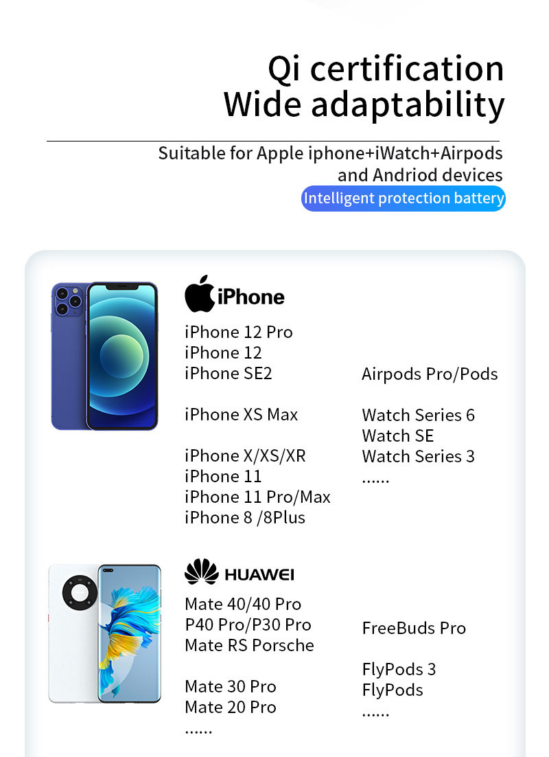 112*70*120mm Multi Function Wireless Charger Station For Airpods Pro