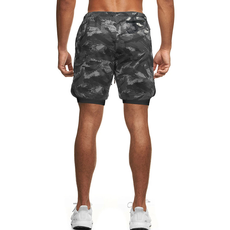 Custom Logo Double Layers Fitness Sportswear Mens Workout Compression Running Gym Shorts