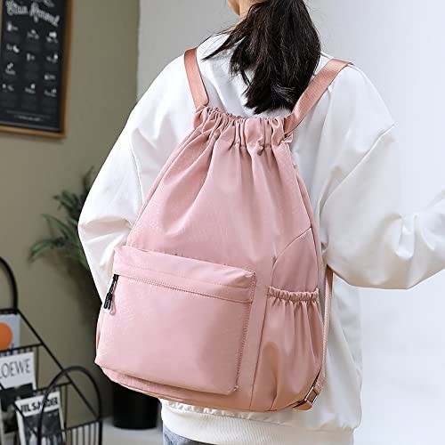 Foldable and Multipurpose Shockproof and Durable Drawstring Sackpack Wet Pocket with Zipper Water Bottle Mesh Pocket