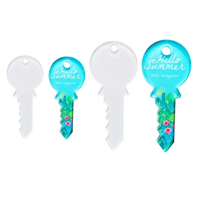Sublimation Blank Key Shape Acrylic Keychain For Sublimation Heat Transfer Printing
