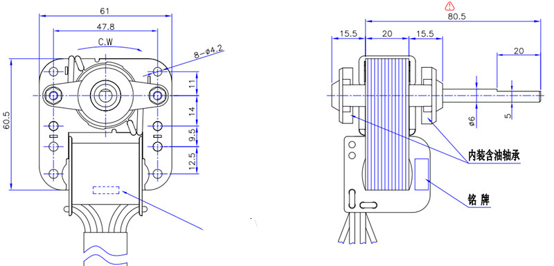 20mm Lamination Shaded Pole Fan Motor Thermal Protection Feature