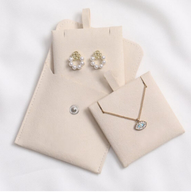 Microfiber Fabric Jewelry Pouch Earrings Necklace Packaging Foil Stamping