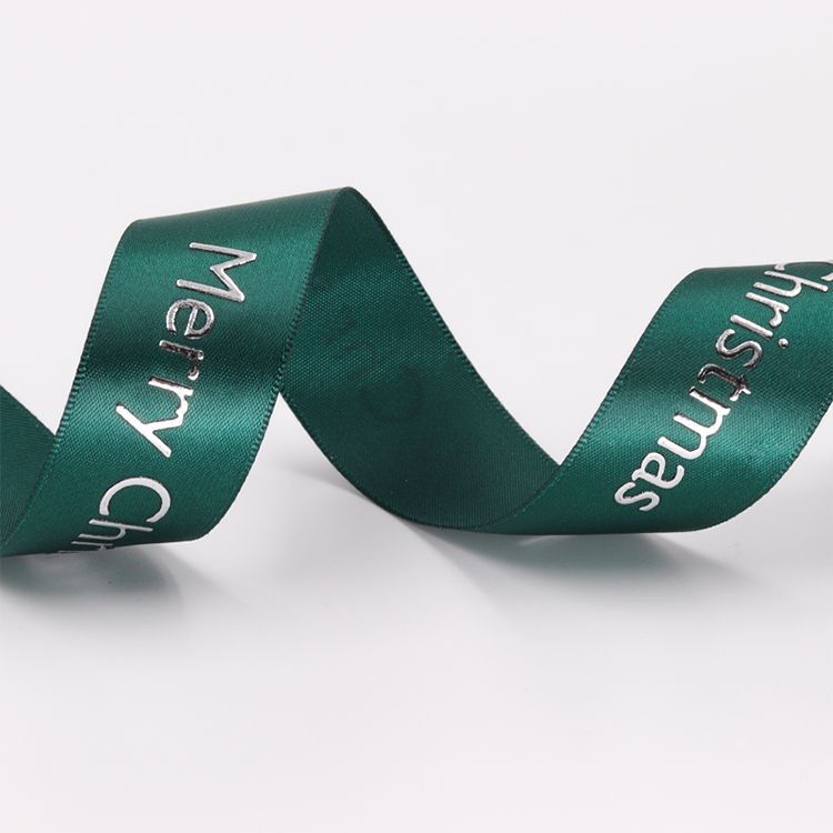 Factory Print Logo Dark Green Christmas Ribbon