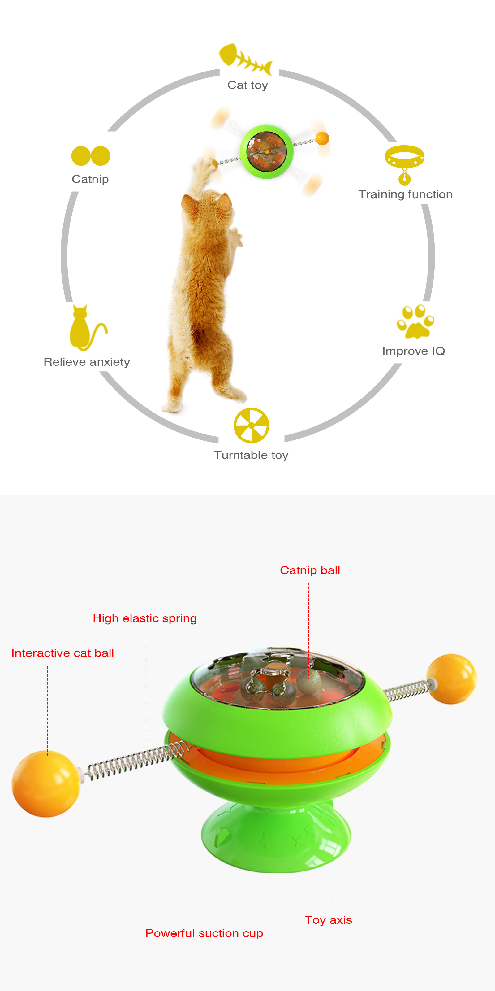 Training Function ABS Interactive Pet Toys Cat Spinning Toy Relieve Anxiety ODM
