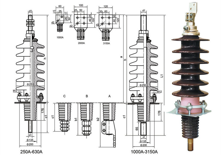 Outdoor 40KV Power Transformer Bushings Insulator High Current
