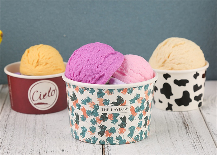 UV Coating 100% Biodegradable Ice Cream Paper Cup With Cover