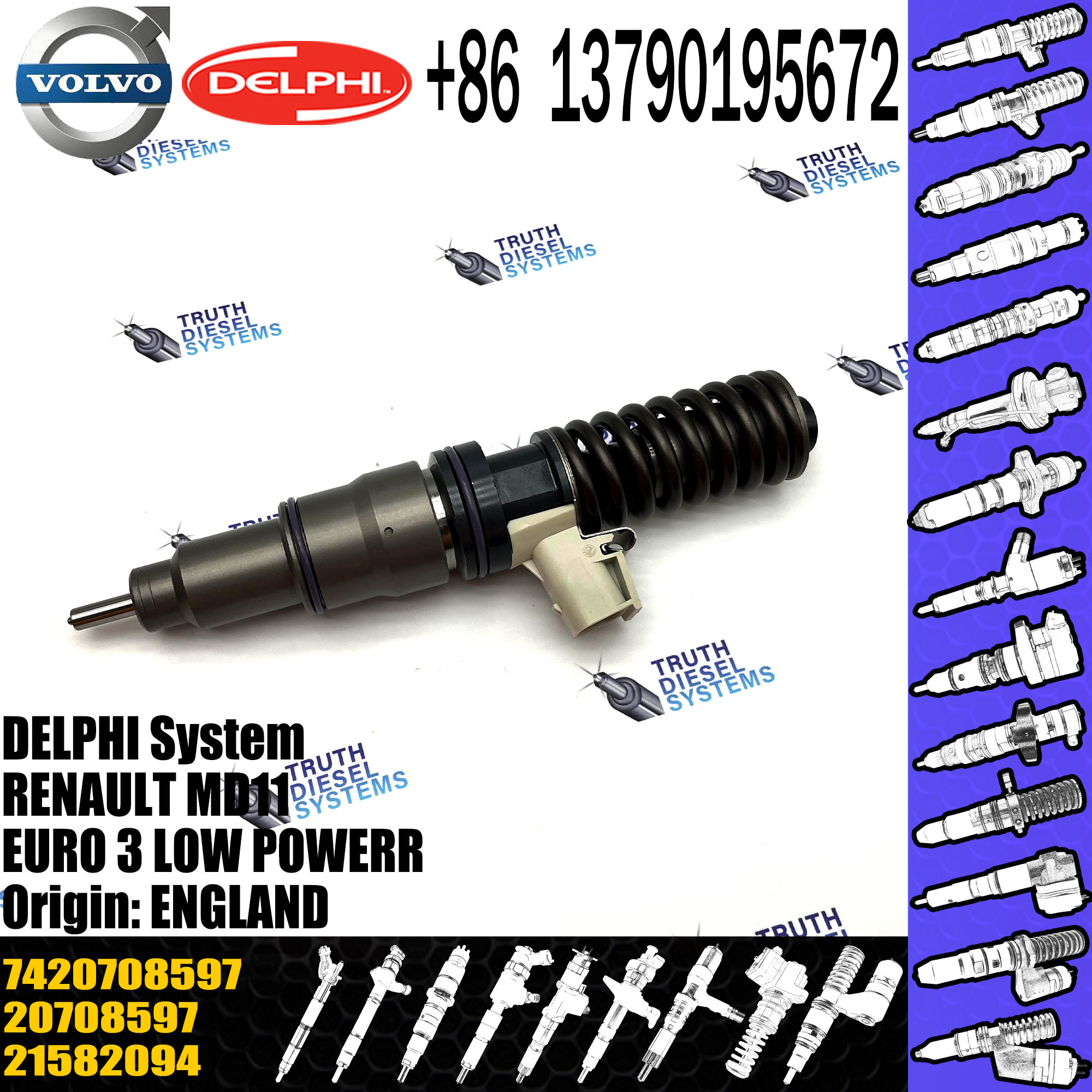 Diesel Fuel Injector 21644596 5001867216 7420708597 20708597 BEBE4D04001 For MD11 EURO 3 LOW POWER