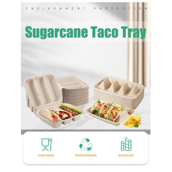 Thick Strong Paper Pulp TACO Box For Catering Food Packaging High Quality