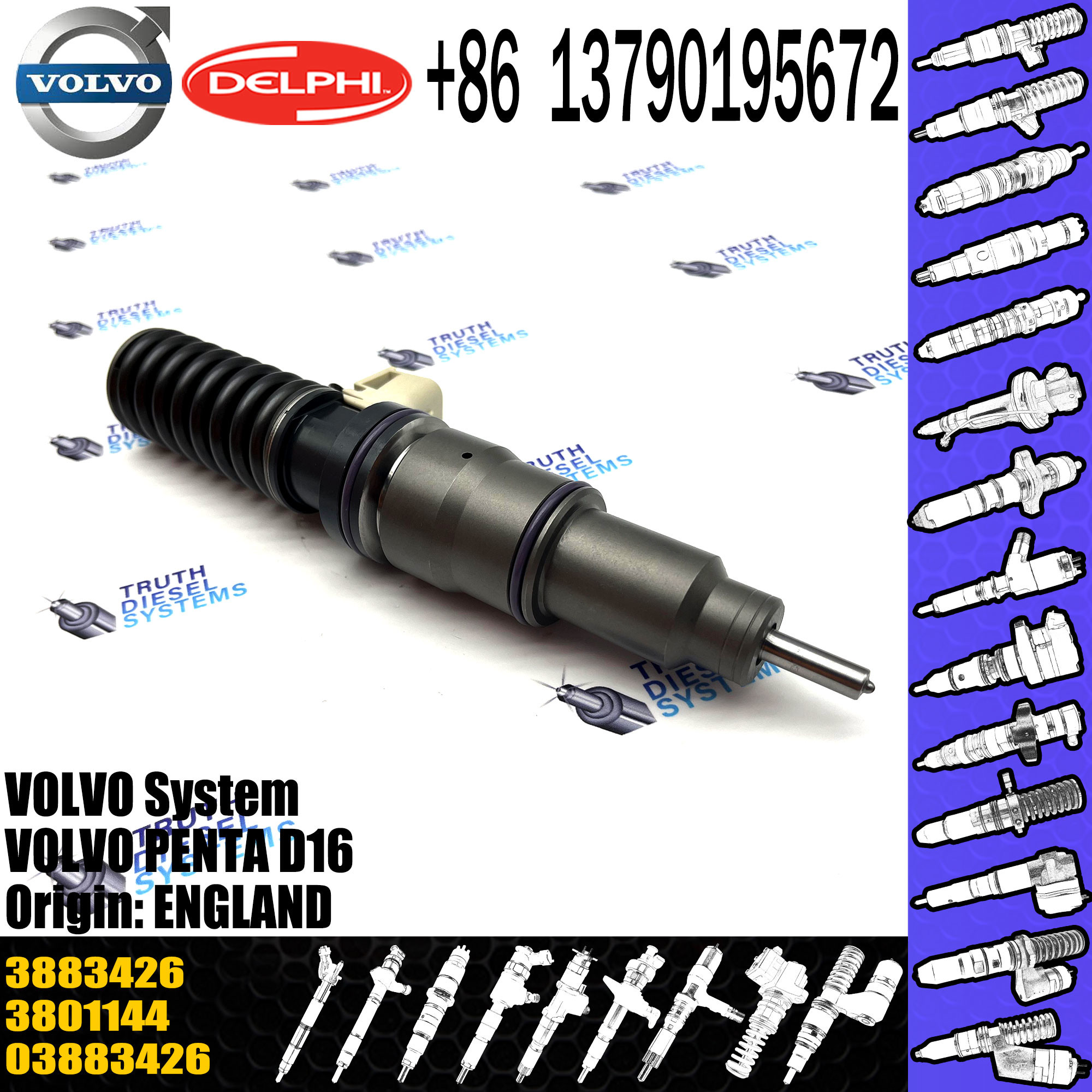 High Quality Diesel Fuel Injector 3883426 3801144 03883426 BEBE5H00001 For VOL PENTA D16