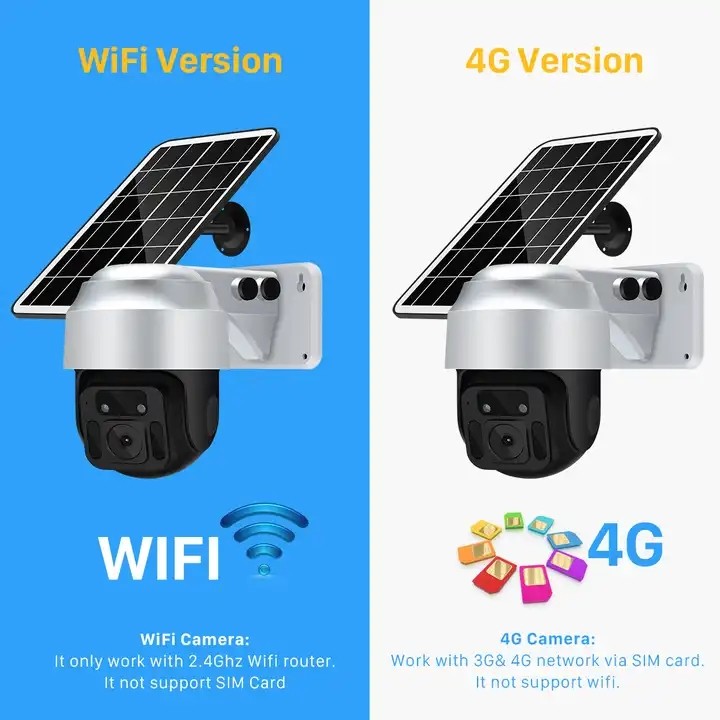 CMOS Battery Solar Security Camera 4G 1080P Indoor Night Vision