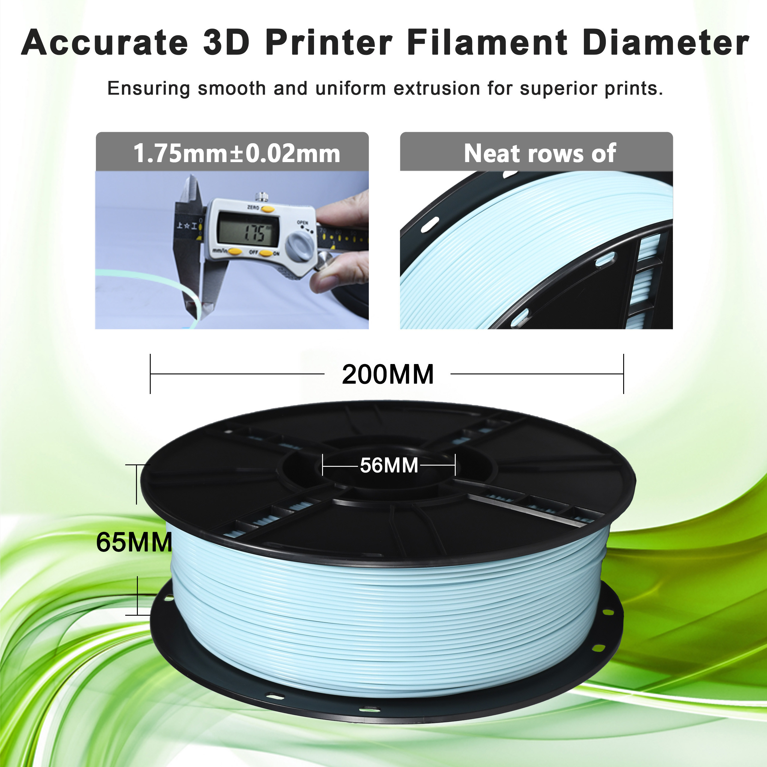 High Strength PLA+ Mint Green Filament 3D Printer Filament for and Performance 1000g