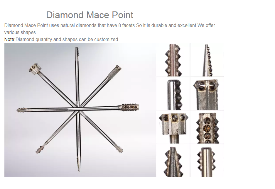 CVD NCD Diamond Mace Points Jewelry Background Tools