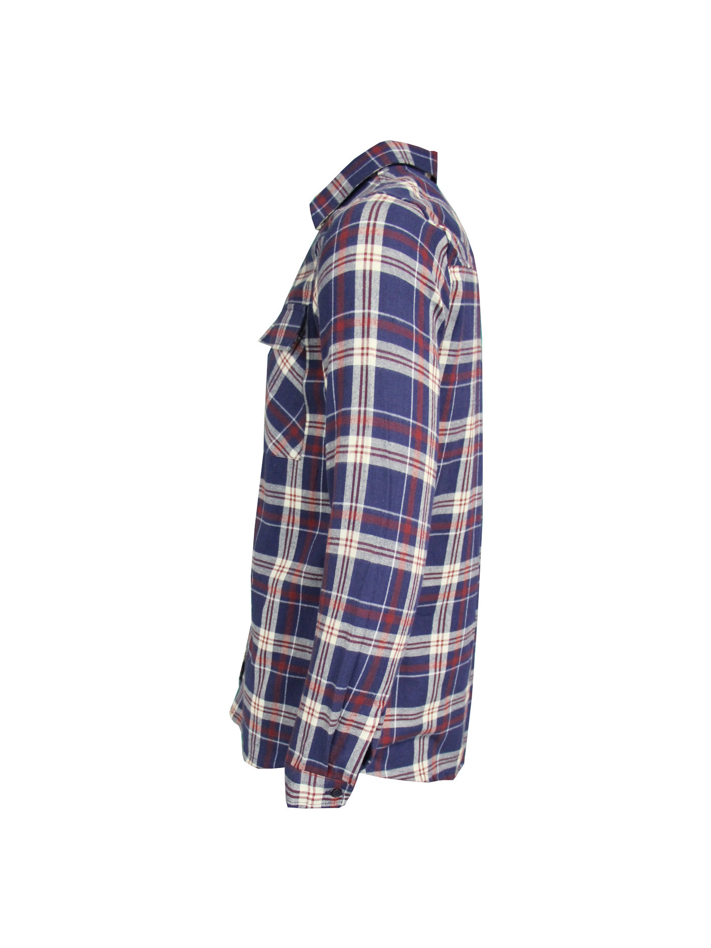 200GSM 100% Cotton Long Sleeve Checked Shirt Red And Blue Color