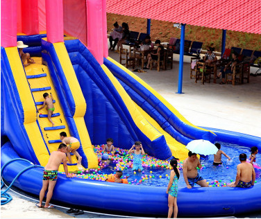 Large children's water inflatable slide wave ball pool mobile water park inflatable pool slide customization.water slide