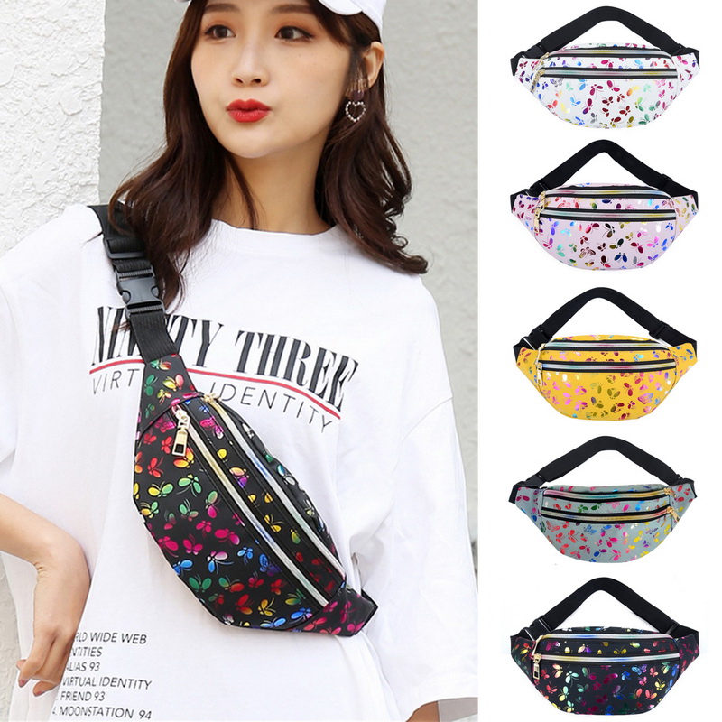 2022 Printed Waist Bag Women Fanny Pack Colorful Travel Kids Cartoon Belt`s Bag Festival Mobile Phone Pouch Purse