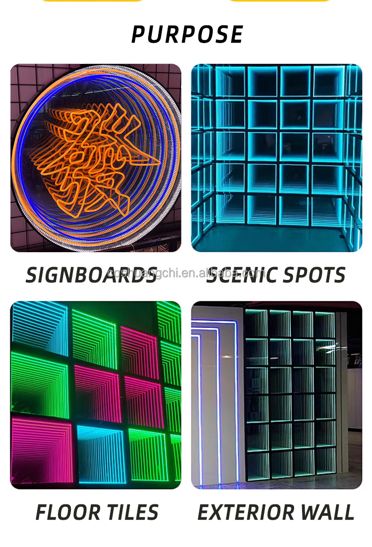 Stainless Steel Neon Infinity Mirror Led Logo Letter ICONS for Party and Home Decoration