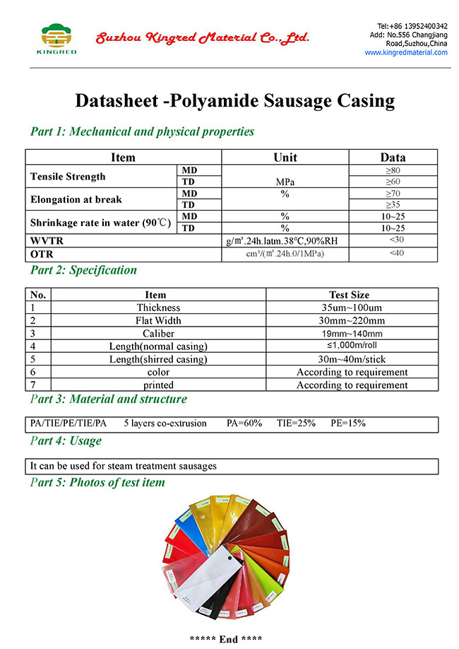 Different Color Plastic Multi Layer Casings Flexography Printing Sausage Casings For Meat Sausage