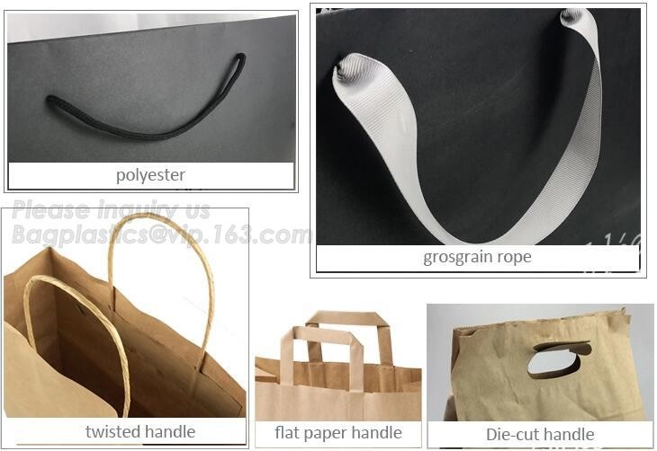 Custom Printed Accept Wholesale Stock White Brown Kraft Paper Shopping Bag With Handle No Minimum, carrier handle bags
