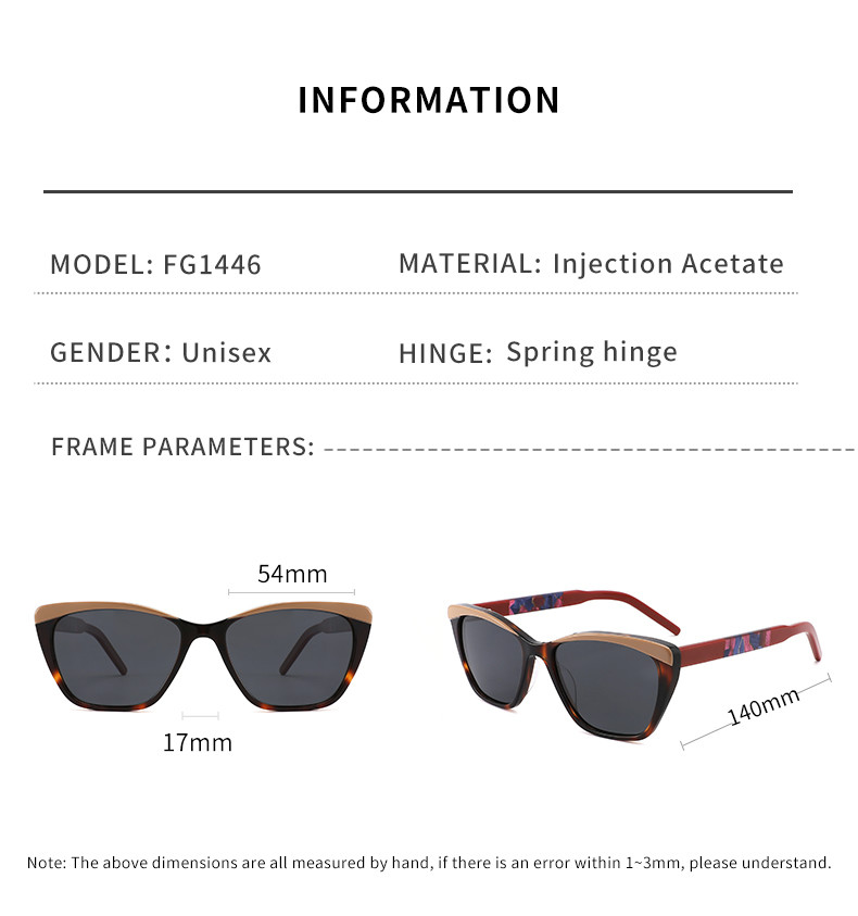 Unisex Cat Eye Acetate Glasses Sturdy Durable With Interchangeable Lenses