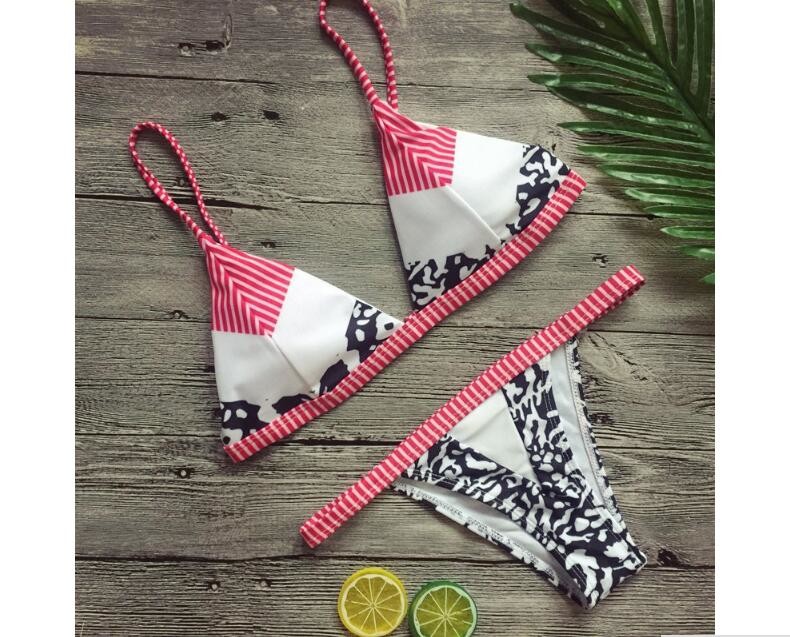 Swimwear button 2018 Sexy Bikinis women swimsuit brazilian woman Bandeau Push up Vintage Bikini Set Biquini beachwear