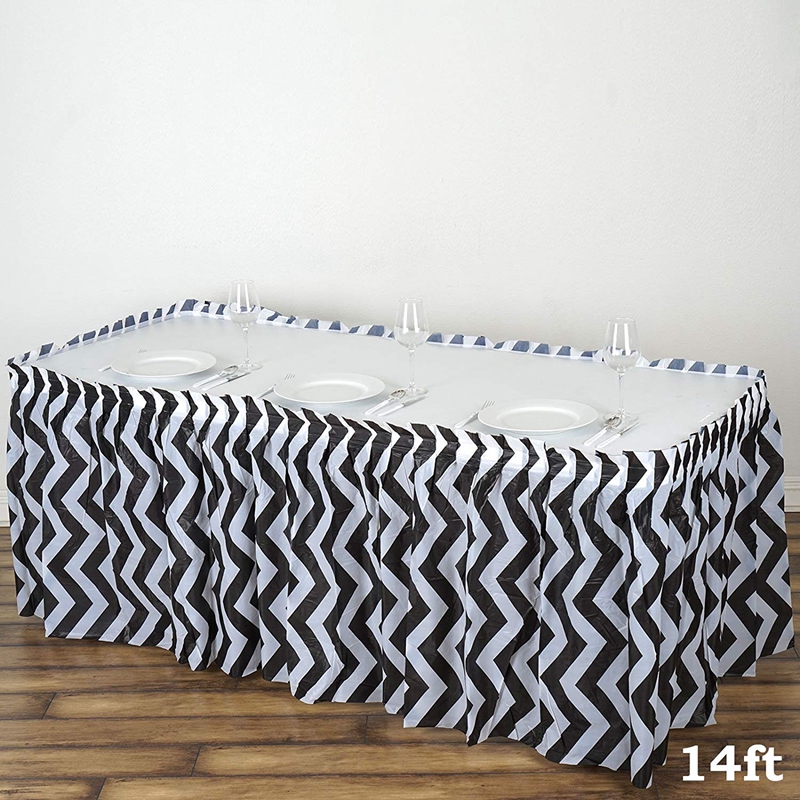 Striped Pattern Polyester Buffet Table Skirting For Wedding / Community Event