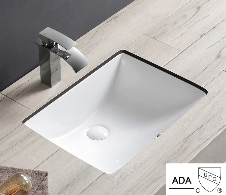 Stains Resistant Ada Bathroom Sink 17" Rectangular Undermount Bathroom Sink 500mm