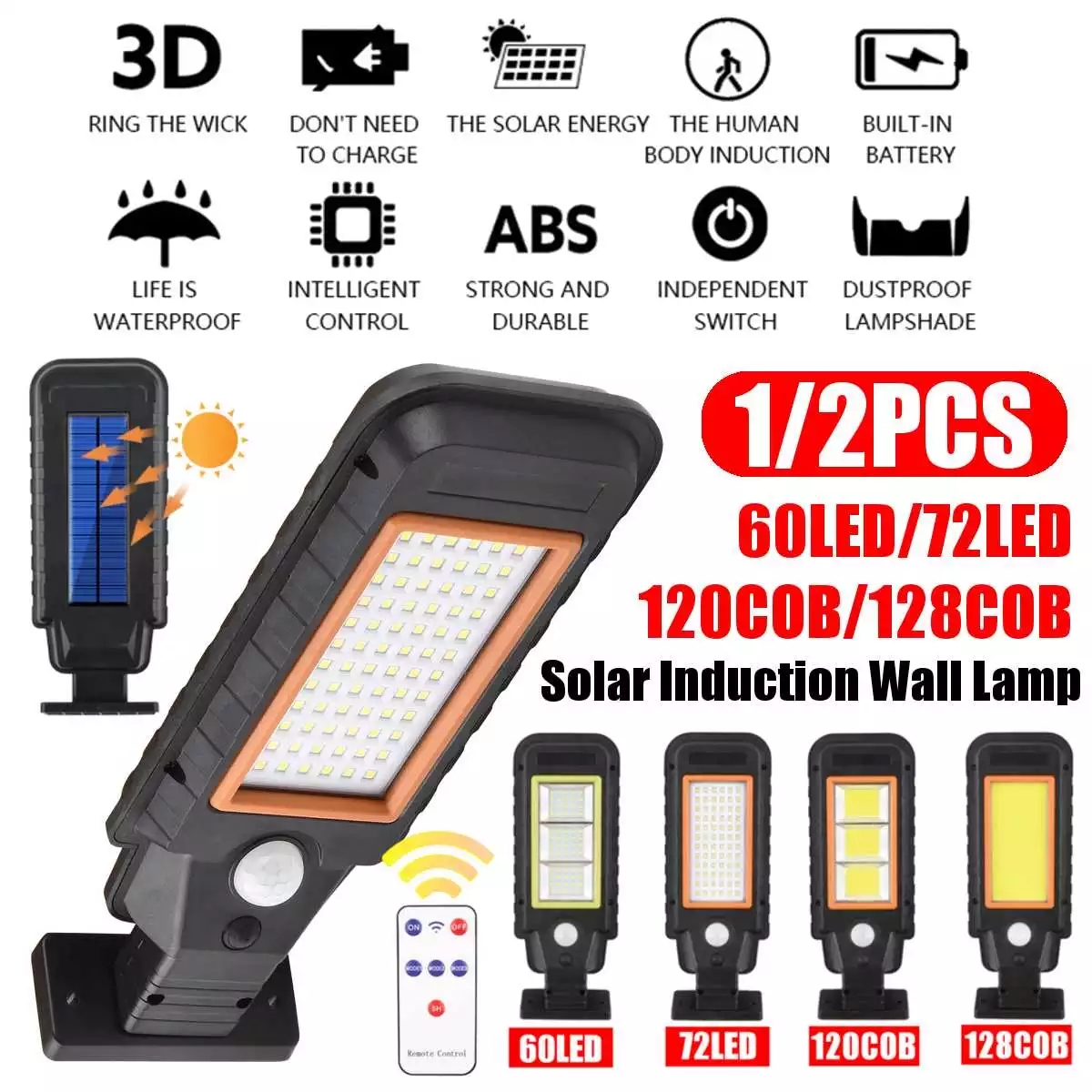 Outdoor 100COB 210COB 25W Pole Solar Street Light With 2400mAH Battery