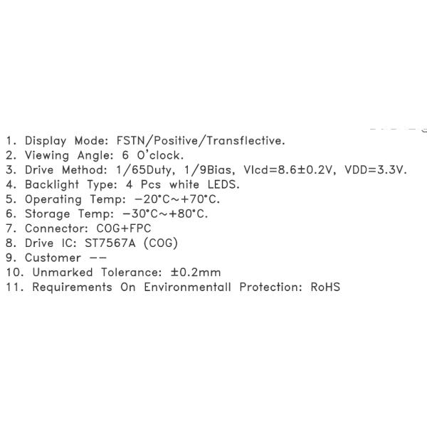 Custom Monochrome Graphic Lcd Display 3 Inch ST7567A Portable