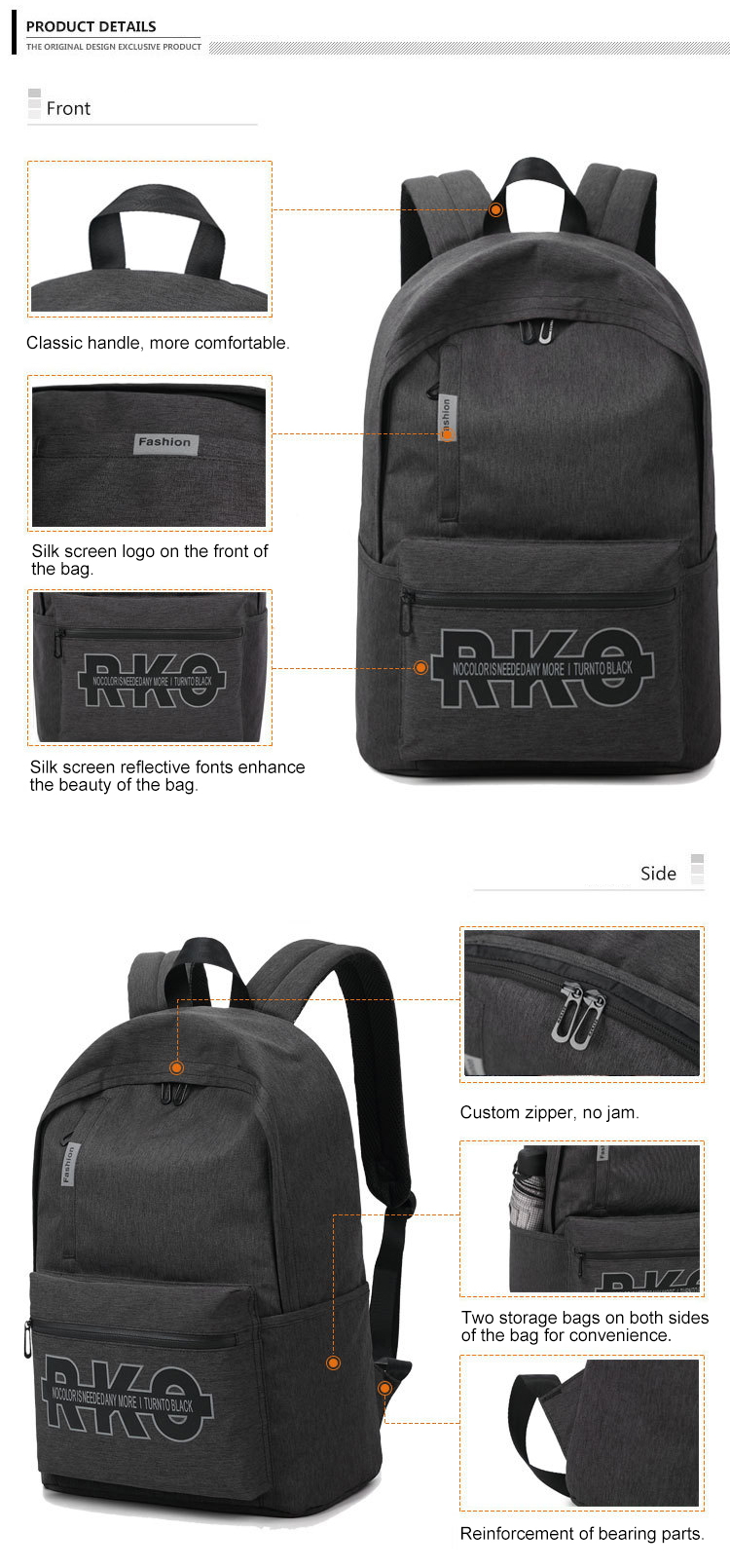 ISO9001 24L Student School Backpack Lightweight Laptop Backpack 0.6kg