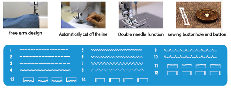 UFR-757 Household Sewing Machine with Max. Sewing Speed 280 and 32.4X14.3X28.7cm