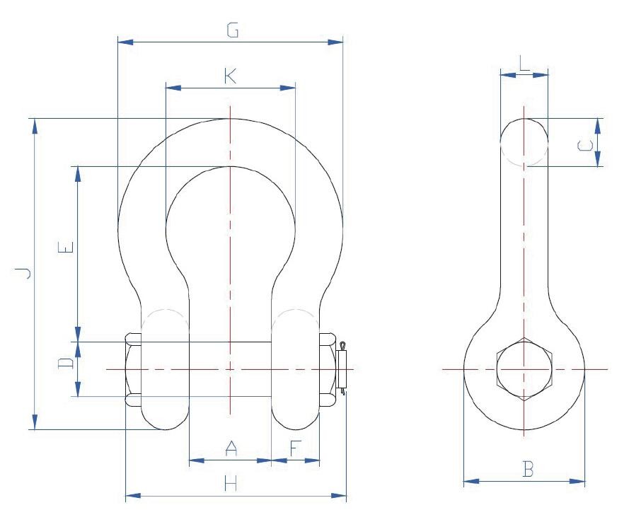 Galvanized Steel WLL 30 Tonne 1.5 Inch Shackle Bow Type