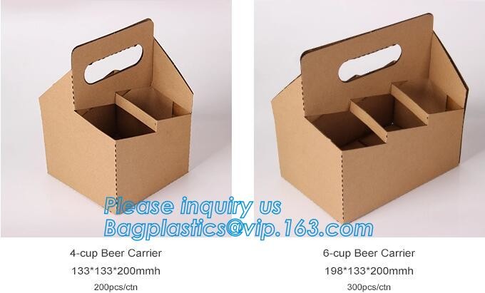 Eco Friendly Disposable Kraft Paper Take Out 2 Pack Coffee Cup Drink Carriers 2 Pack Paper Cup Holders bagease package