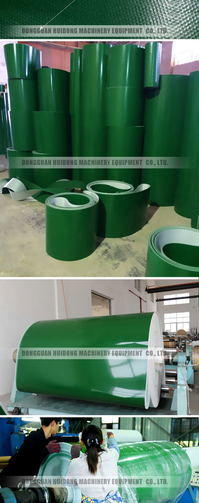PVC / PU Green Portable Conveyor Belts Flat Surface Production Line