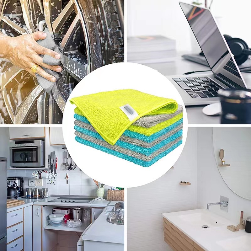 Absorbent and Soft Microfiber Washing Cloths Custom Package Logo Rectangle Shape