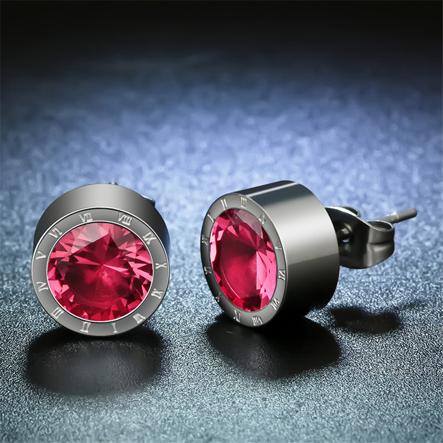 Multi Color Crystal Earrings For Women Fashion Jewelry 2018 Latest Stainless Steel Stud Earrings